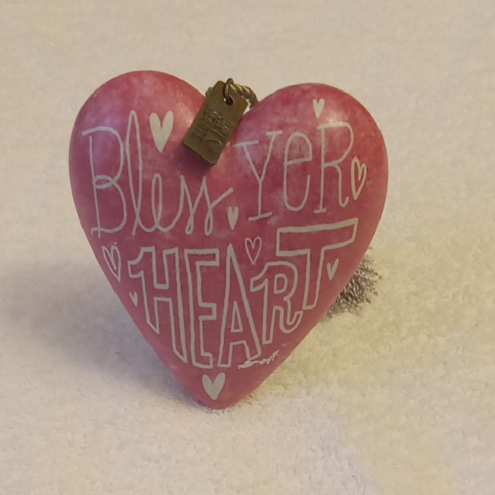 Demdaco Pink Heart Decor with Bless Yer Heart Text Wirh Key
